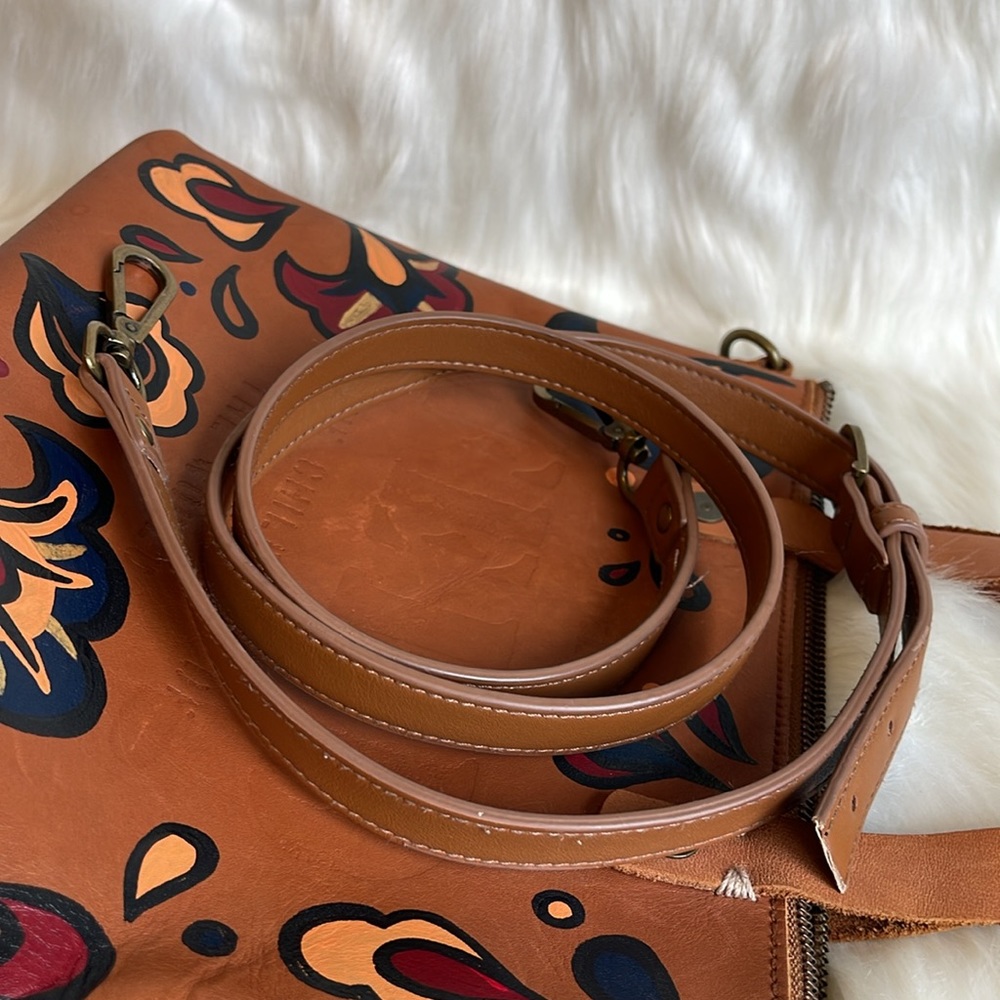 Floral Brown Leather Crossbody Bag - Picture 15 of 15
